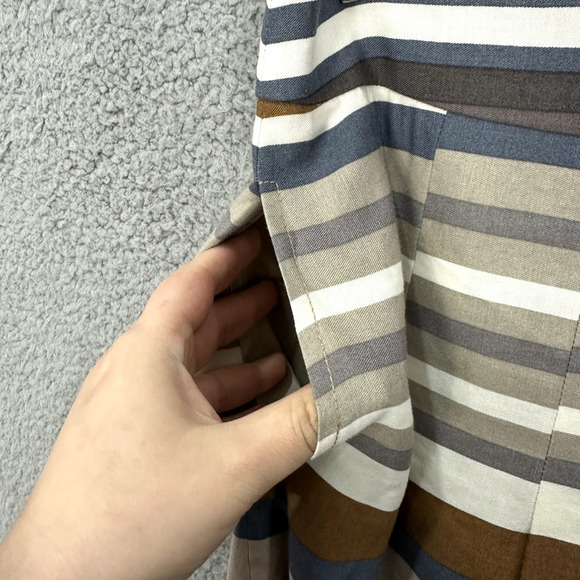 Banana Republic Pleated Skirt Womens 4 Neutral Tone Striped Pockets Preppy Twee - Picture 5 of 6